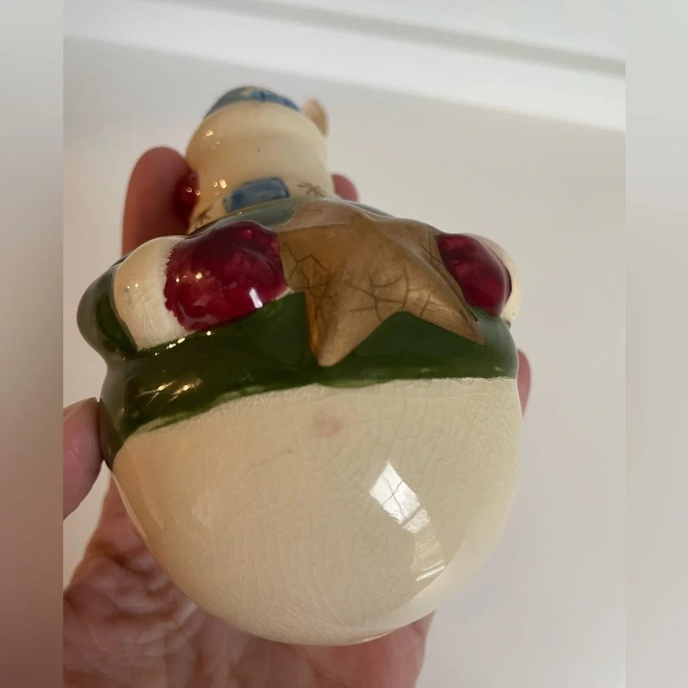 Department 56 Santa and Snowman‎ Ceramic ornaments 4” Round Belly